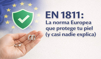 Certificado normativa EN 1811 protección contra níquel en joyas hipoalergénicas para piel sensible