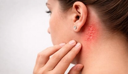 Alergia cutánea causada por níquel en joyería mostrando enrojecimiento en la piel